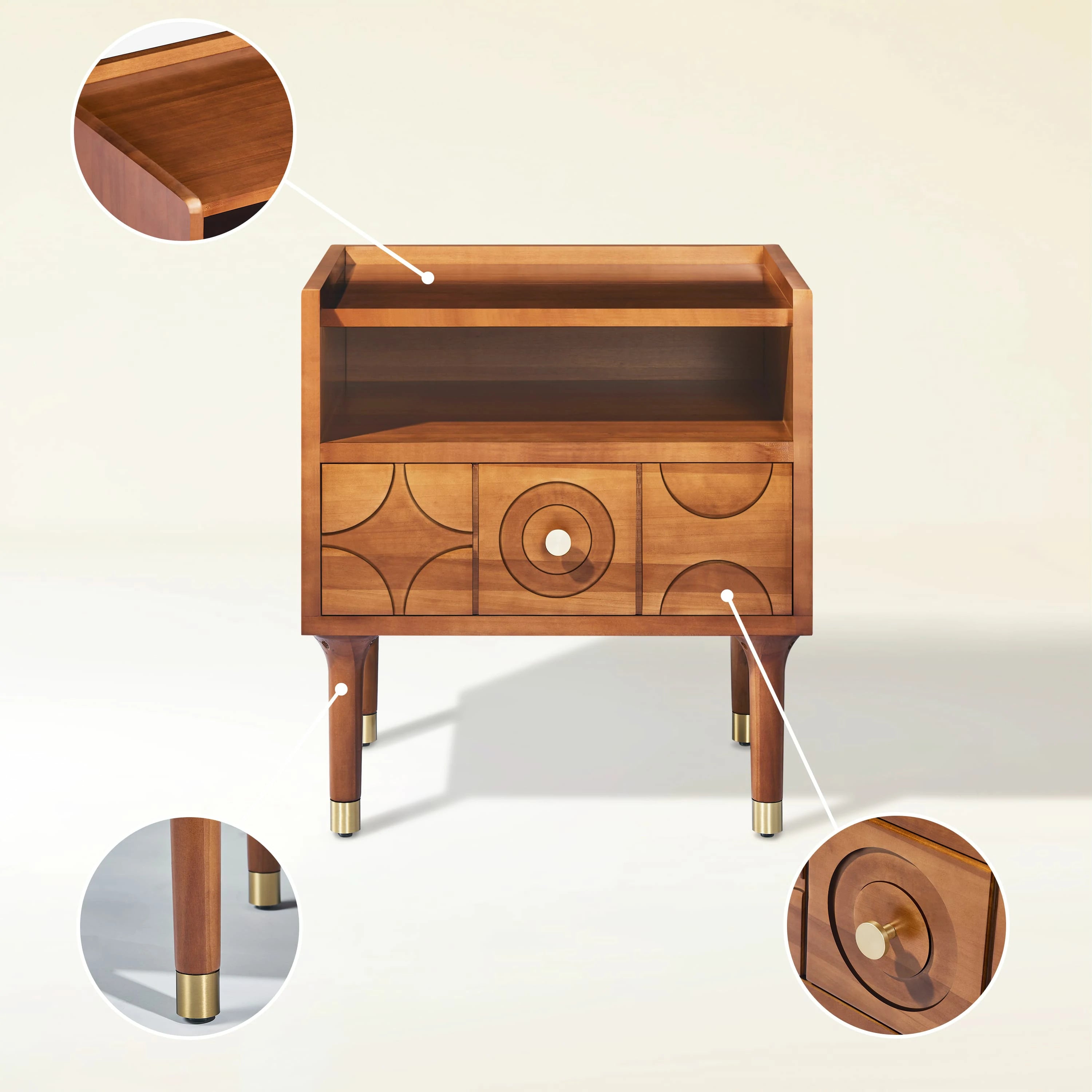 Rive Gauche Poplar Solidwood Nightstand 20"W