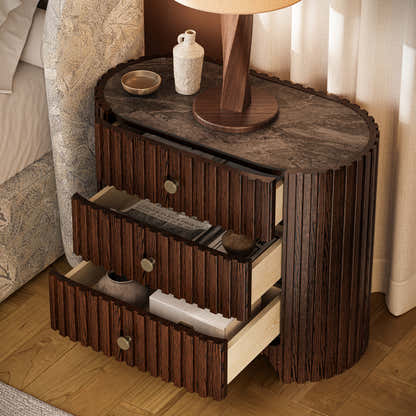 Sinclair Fluted Stone Nightstand 30"W