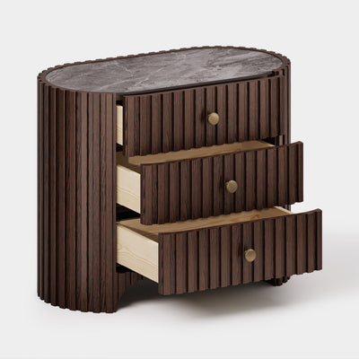 Sinclair Fluted Stone Nightstand 30"W
