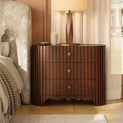 Sinclair Fluted Stone Nightstand 30"W