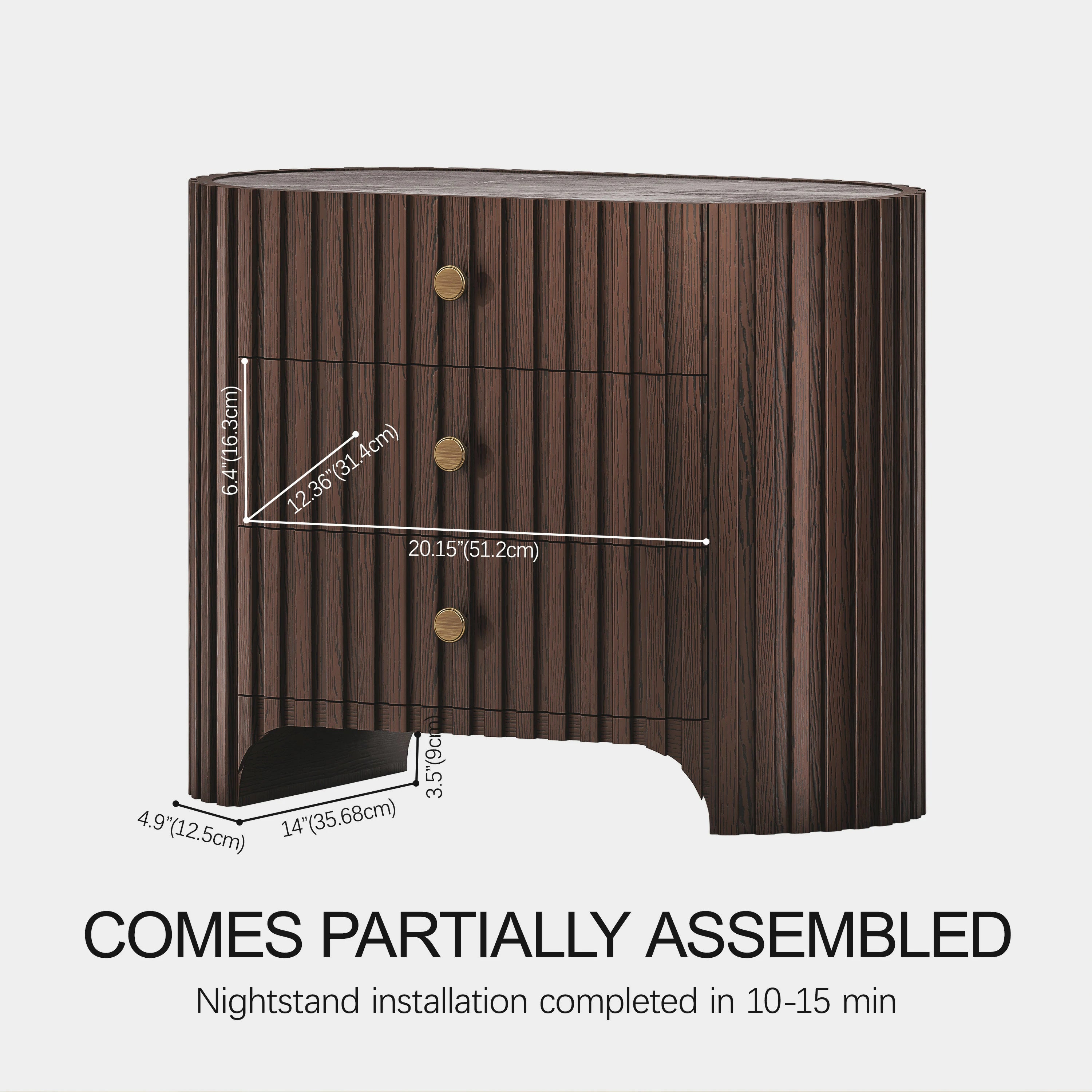 Sinclair Fluted Stone Nightstand