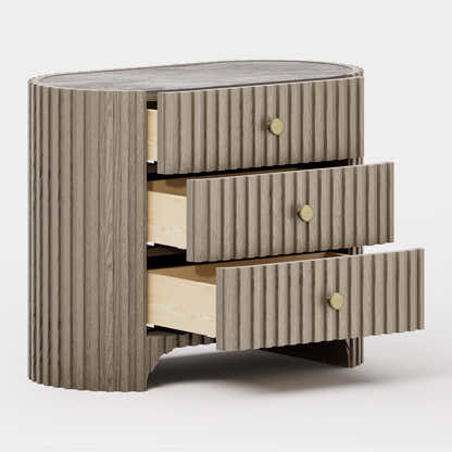 Sinclair Fluted Stone Nightstand 30"W