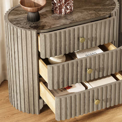 Sinclair Fluted Stone Nightstand 30"W