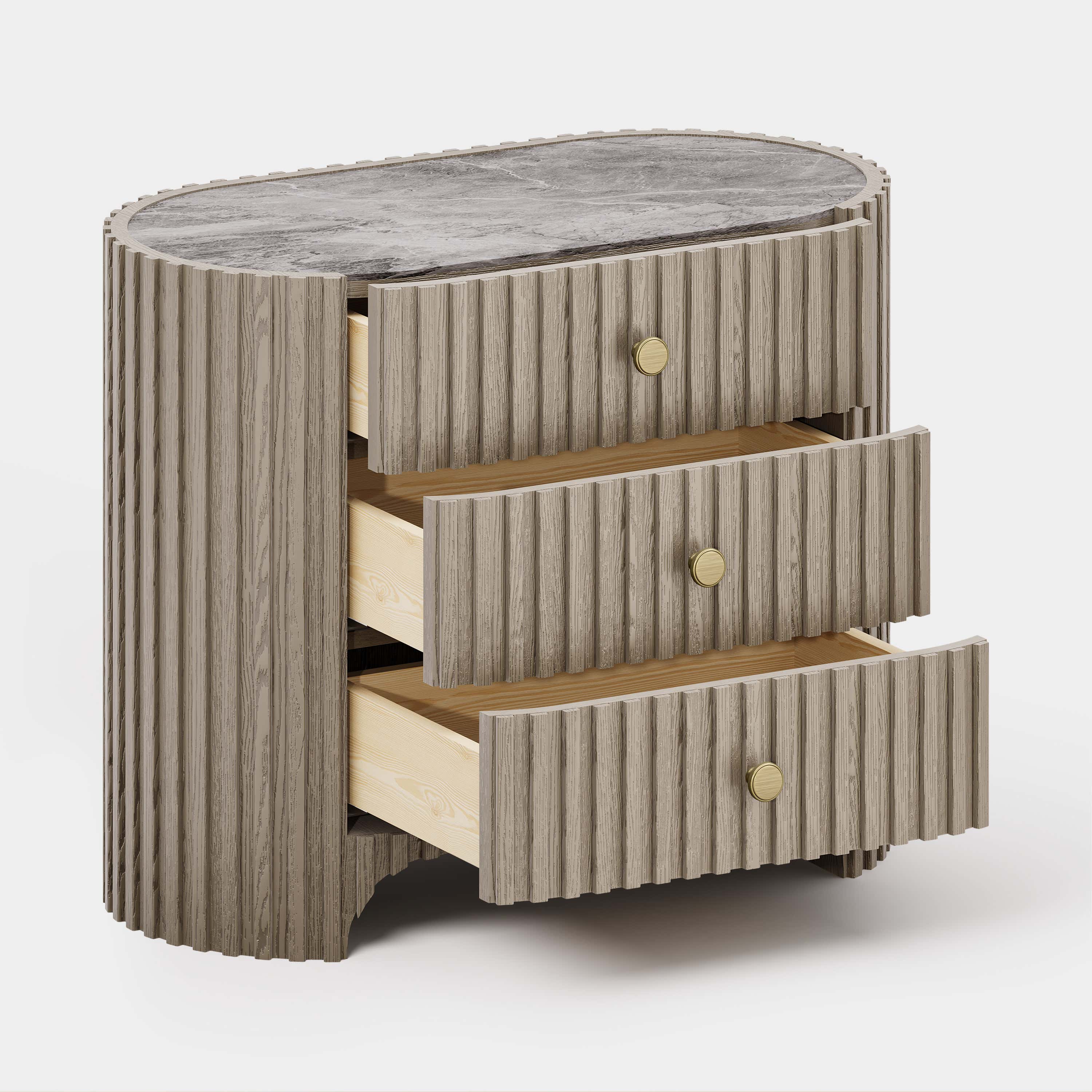 Sinclair Fluted Stone Nightstand 30"W