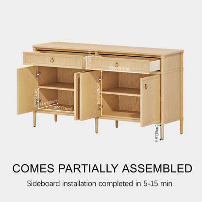 Alden Oak Finish 4-Door 2-Drawer Sideboard