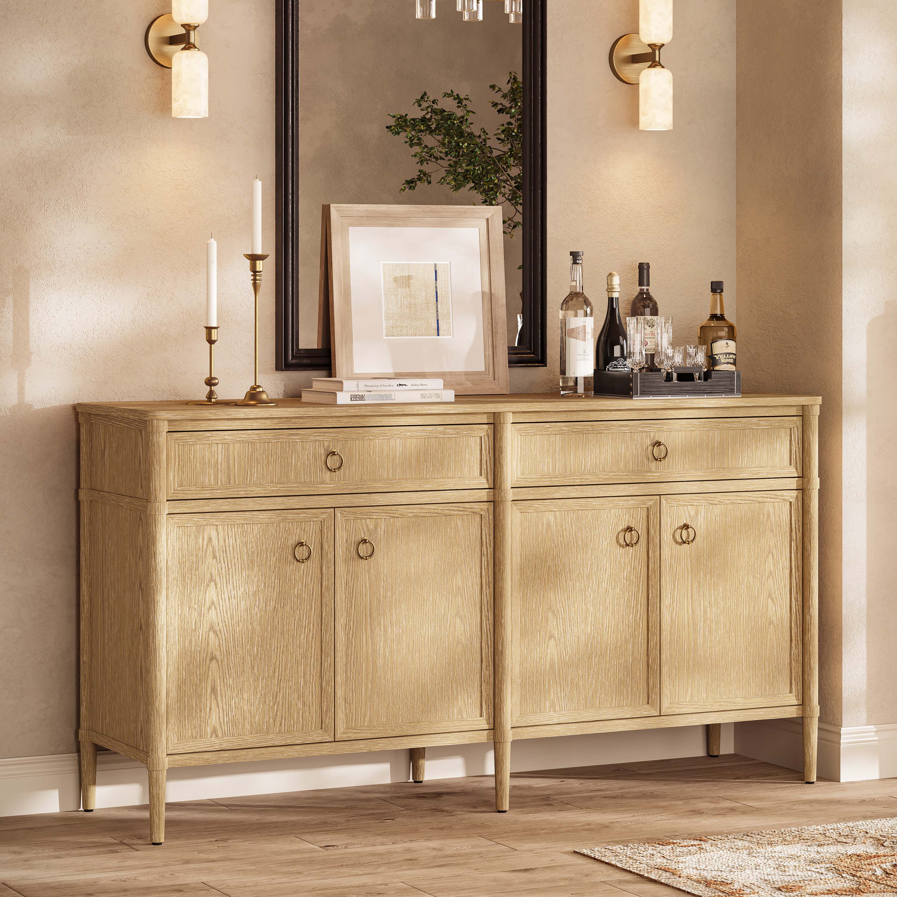 Alden Oak Finish 4-Door 2-Drawer Sideboard