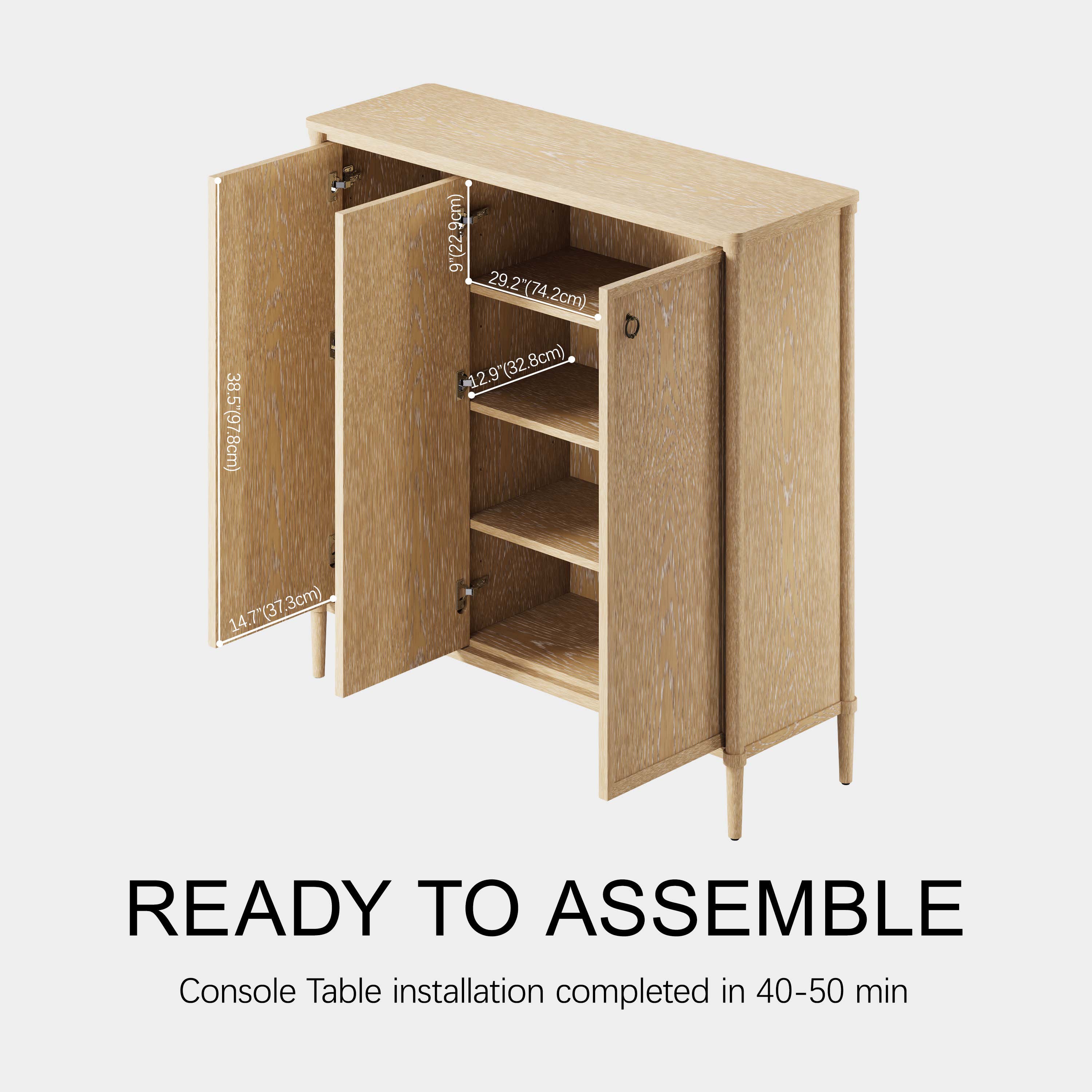Maison Oak Shoe Storage Cabinet dimensions 2