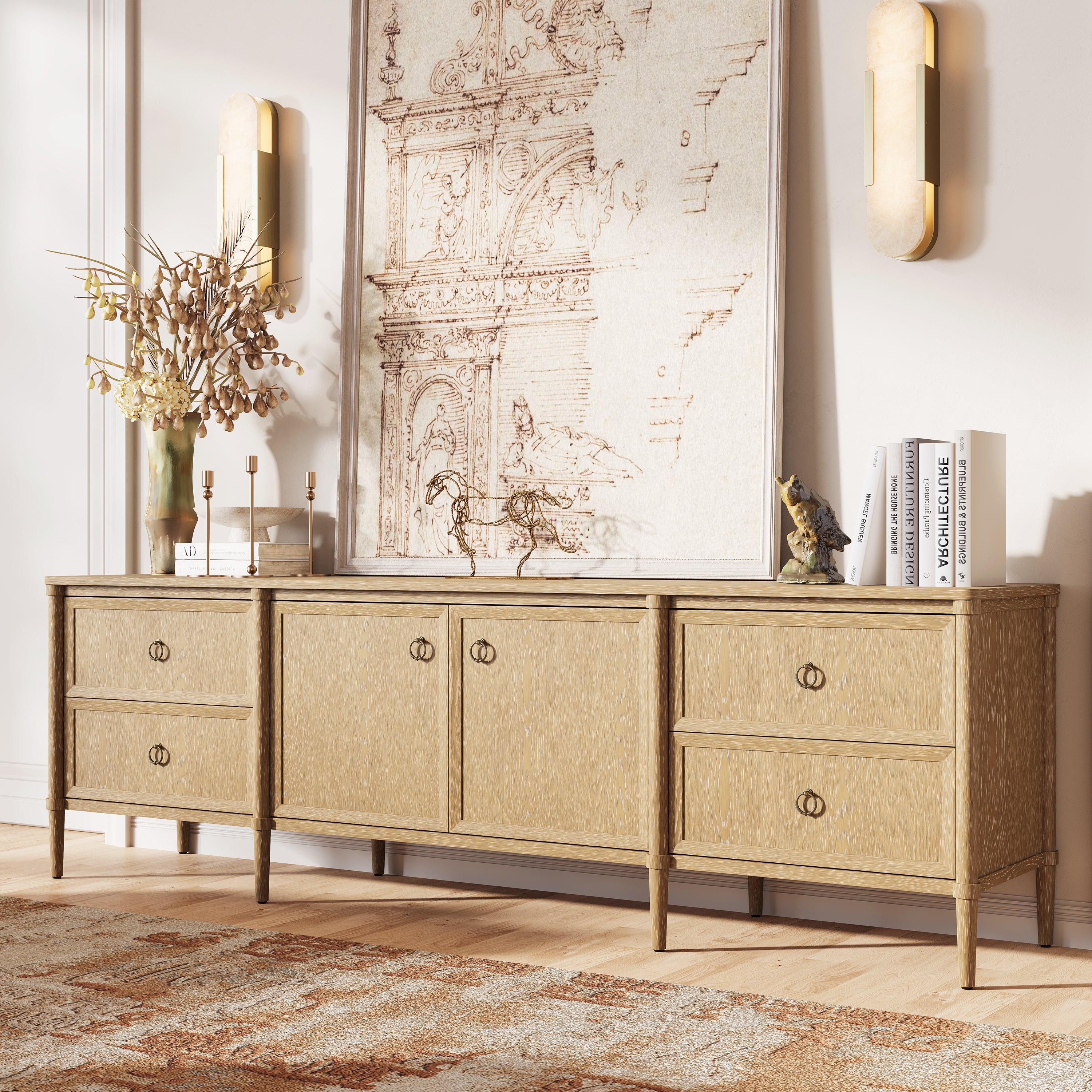 Maison Oak Media Console 84"