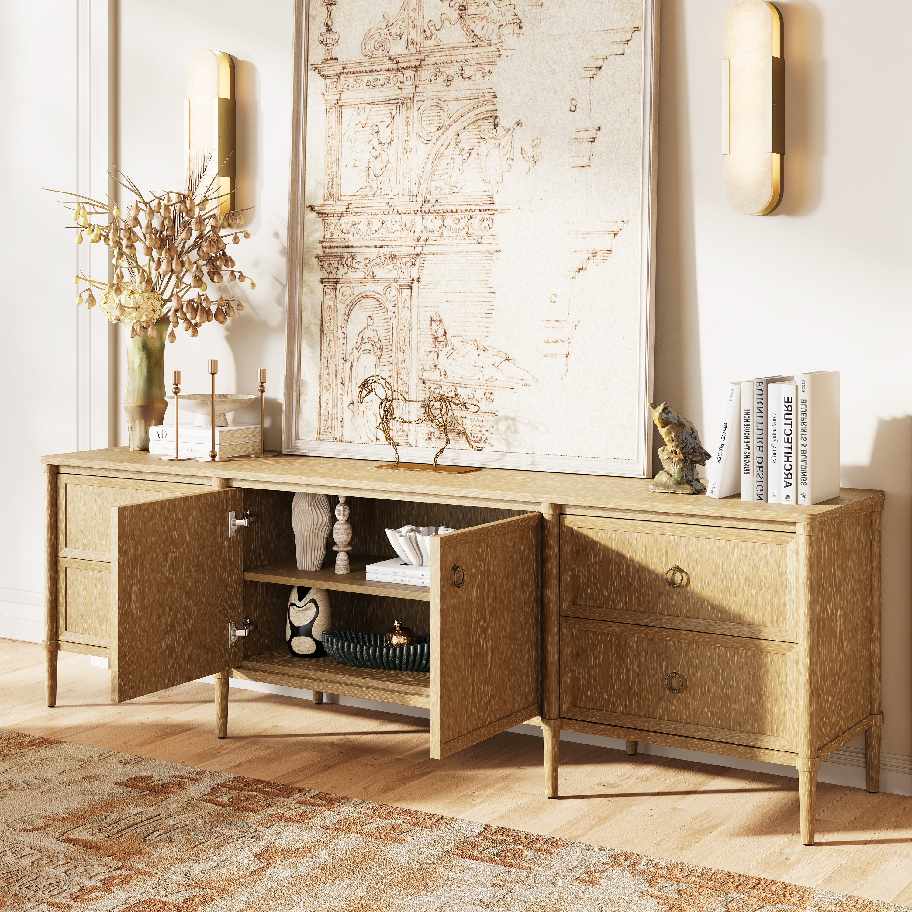Maison Oak Media Console 84"