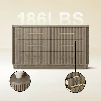 Sinclair Fluted 6-Drawer Chest 60"W