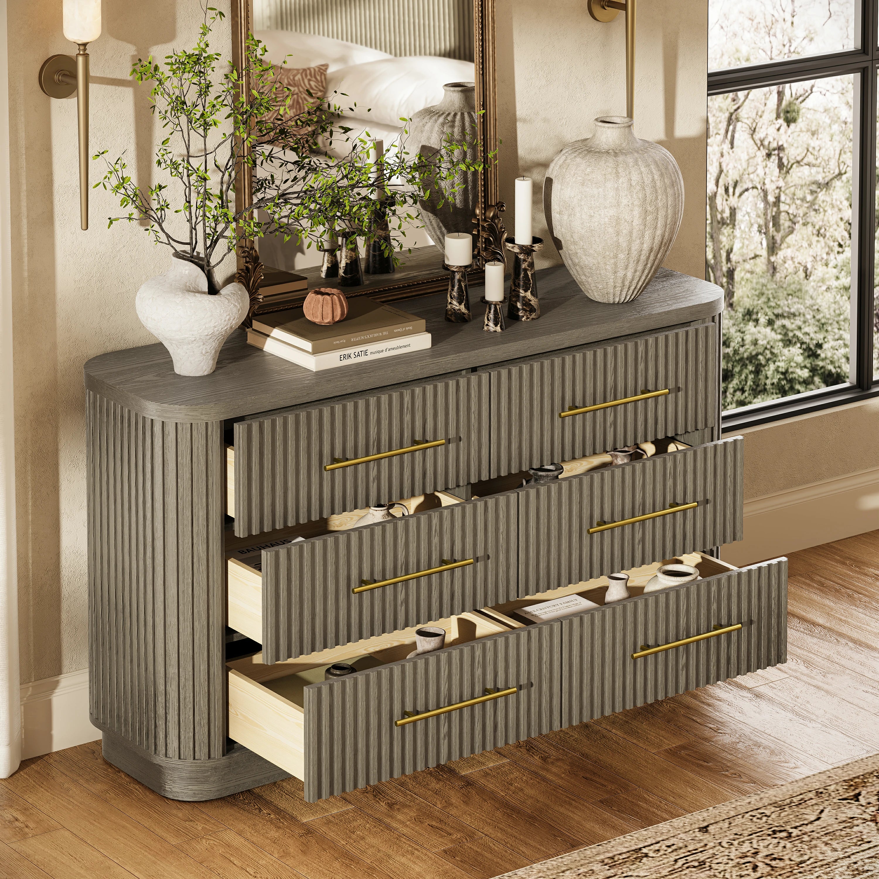 Sinclair Fluted 6-Drawer Chest 60"W
