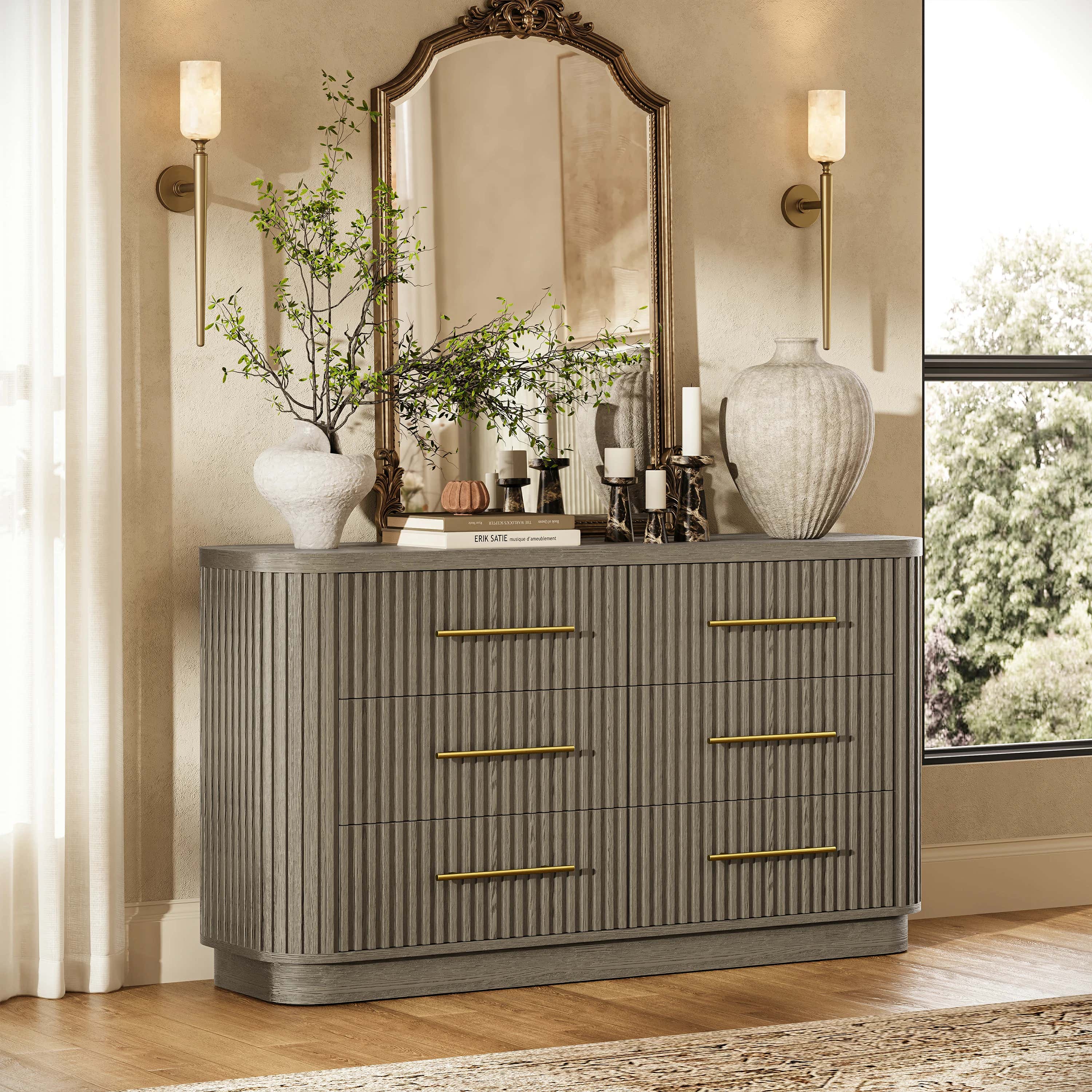 Sinclair Fluted 6-Drawer Chest 60"W