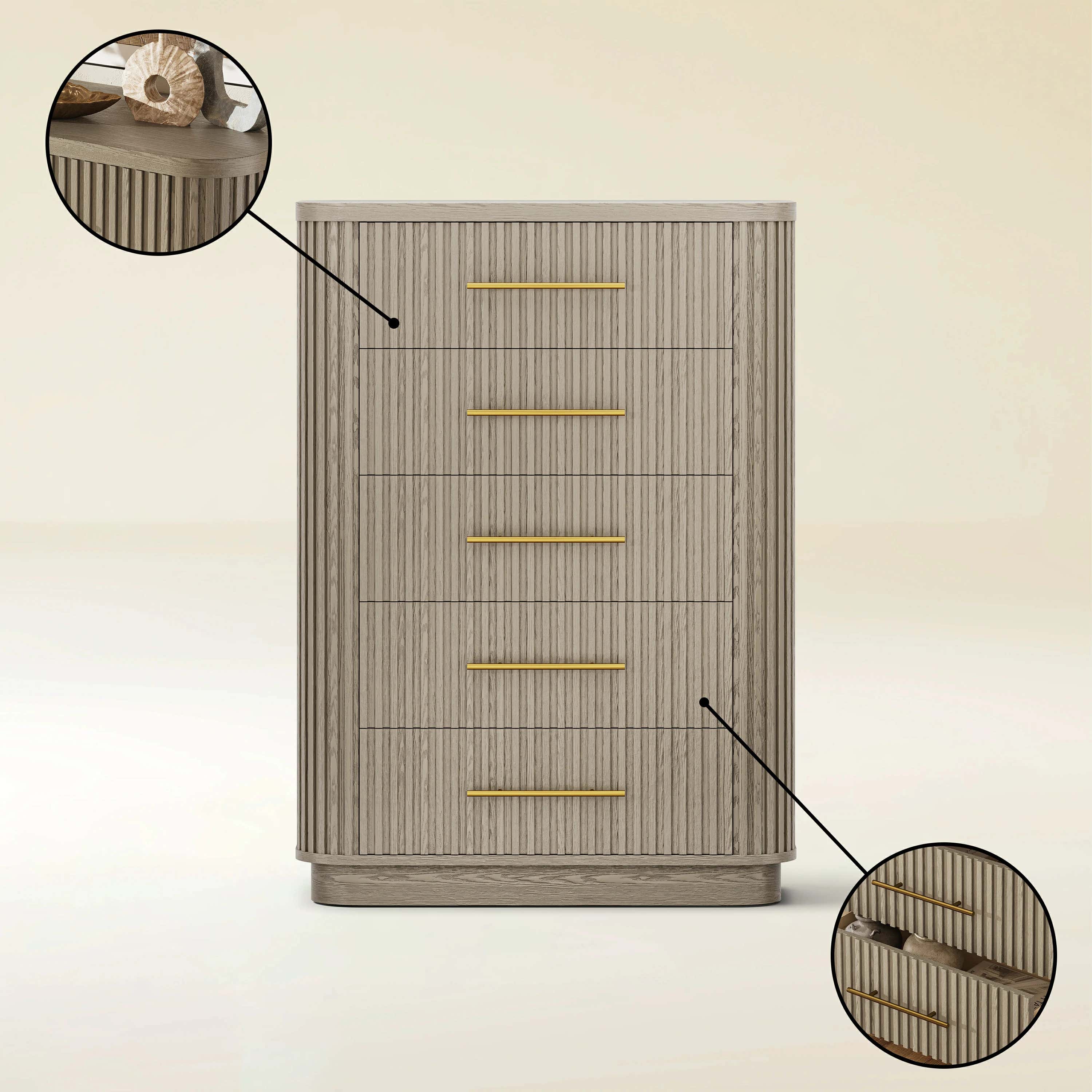 Sinclair Fluted 5-Drawer Chest 39"W