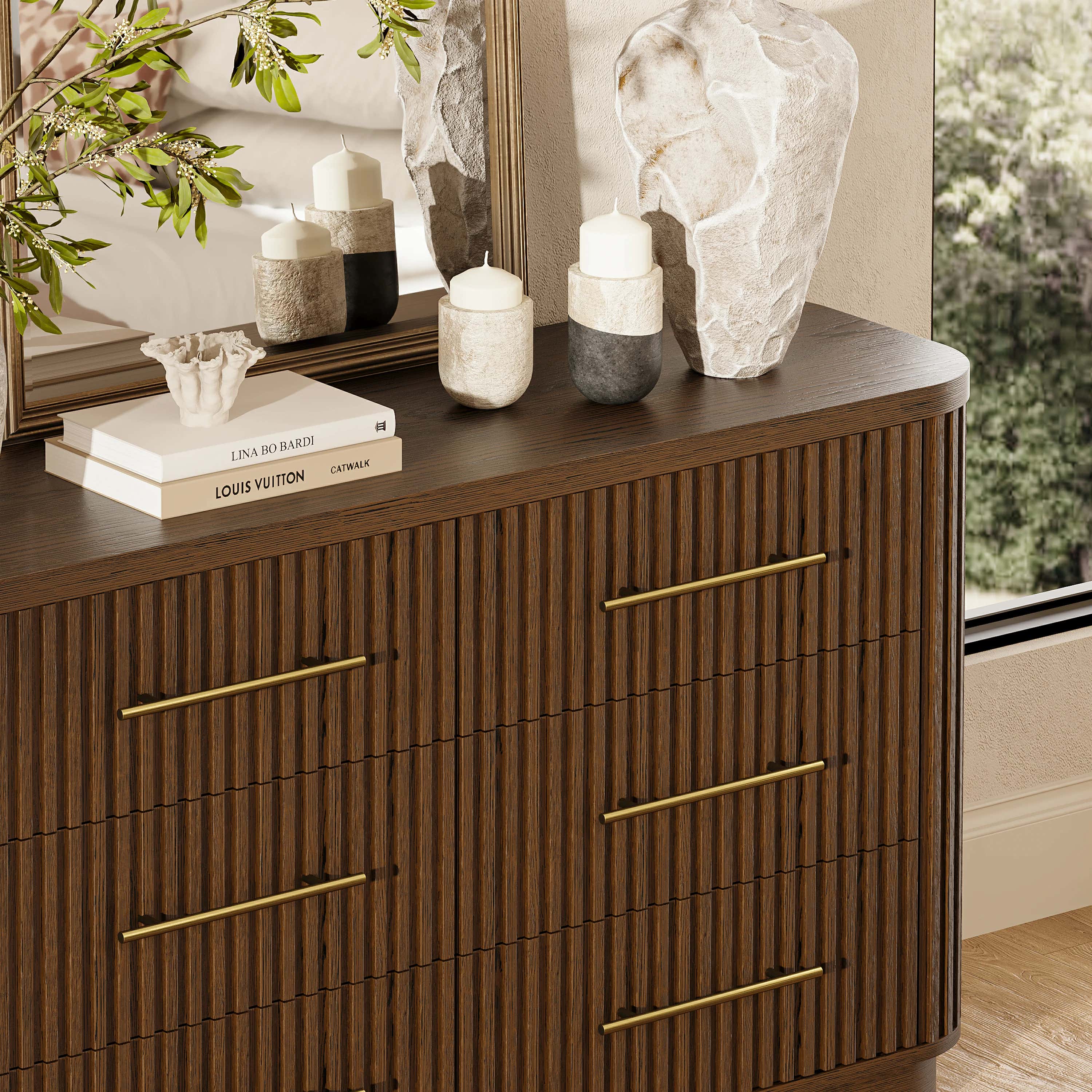 Sinclair Fluted 6-Drawer Chest 60"W