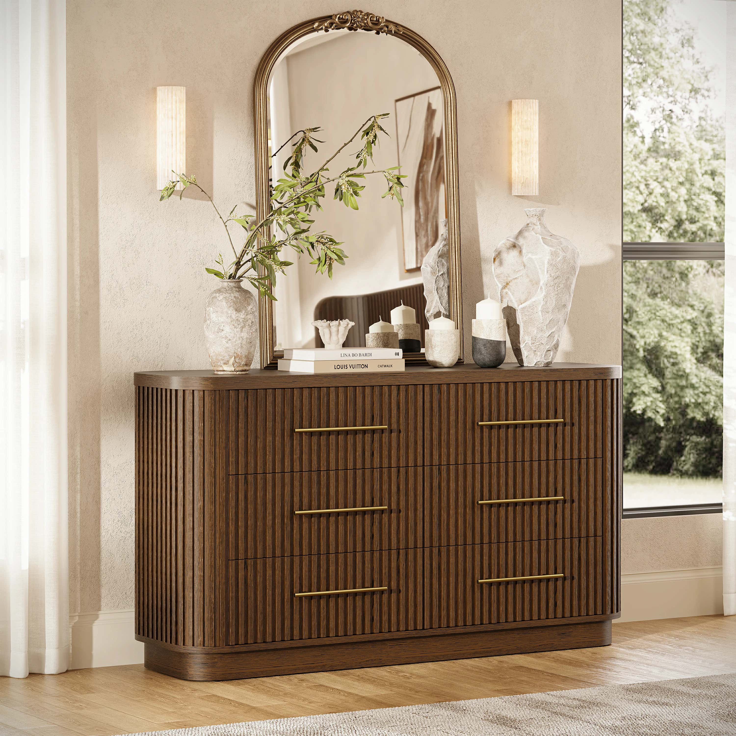 Sinclair Fluted 6-Drawer Chest 60"W