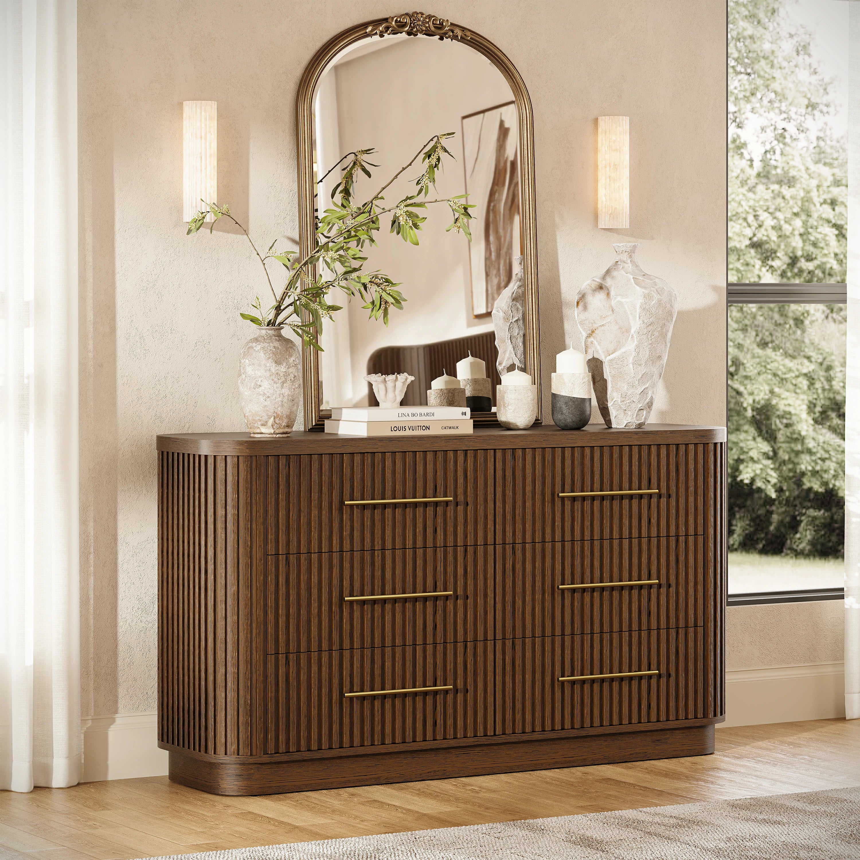 Sinclair Fluted 6-Drawer Chest 60"W