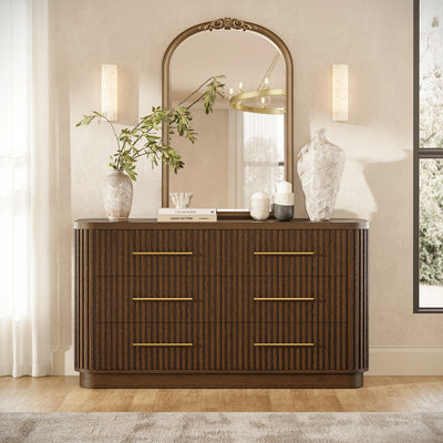 Sinclair Fluted 6-Drawer Chest 60"W