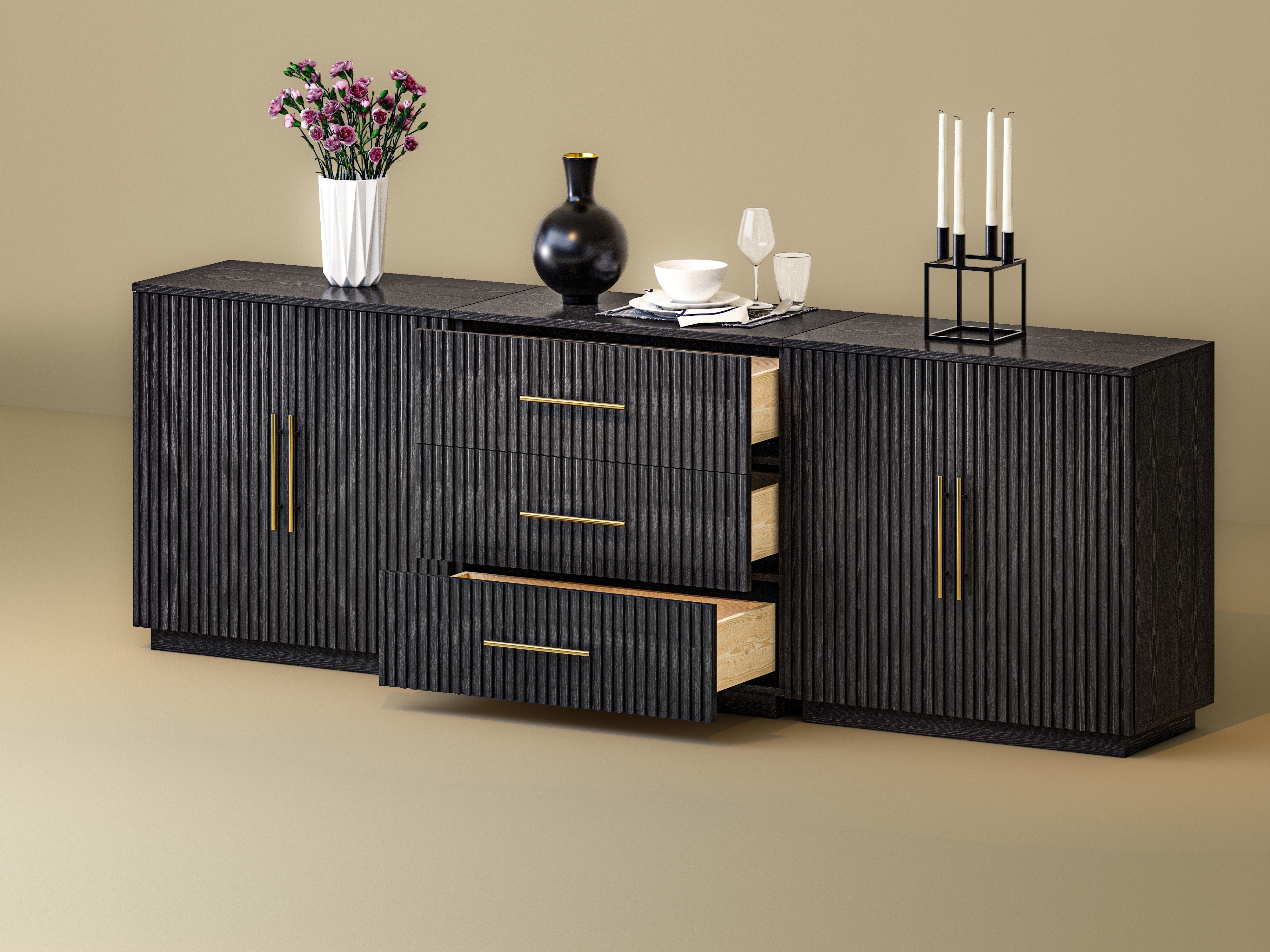 Holt Oak Modular Media Console (Set of 3)