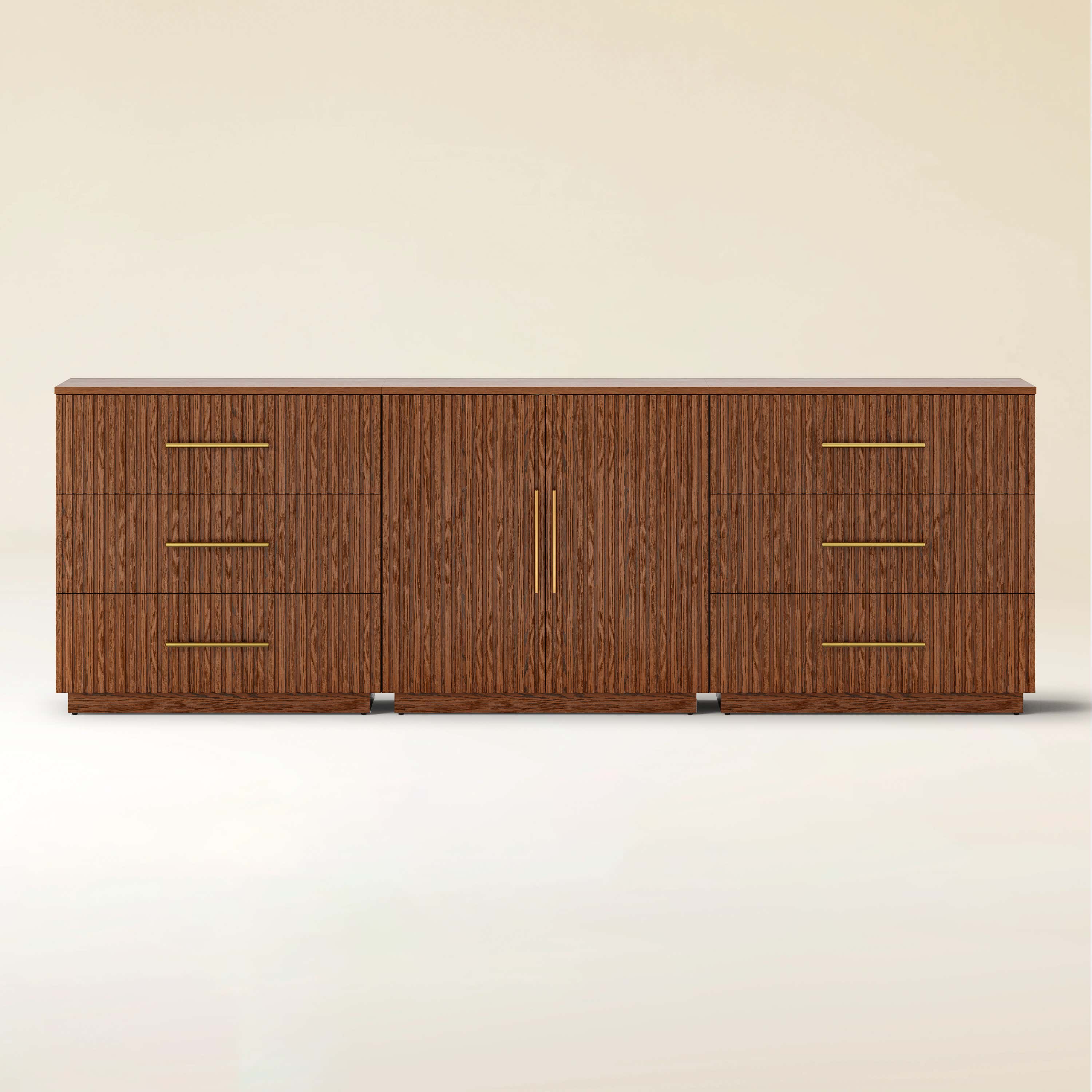 Holt Oak Modular Media Console (Set of 3)