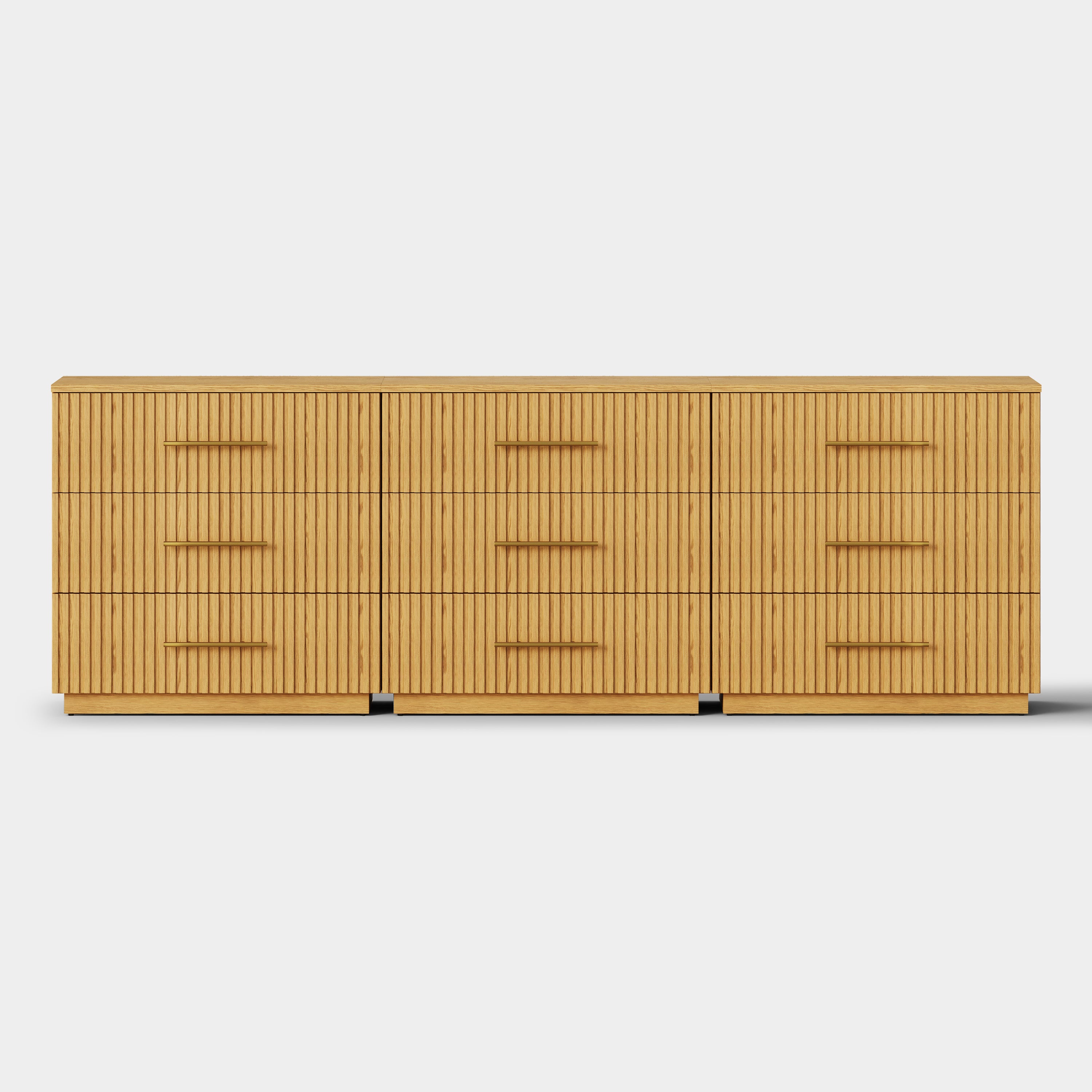 Holt 95" Oak 9-Drawer Chest(Set of 3)