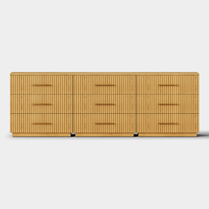 Holt 95" Oak 9-Drawer Chest(Set of 3)