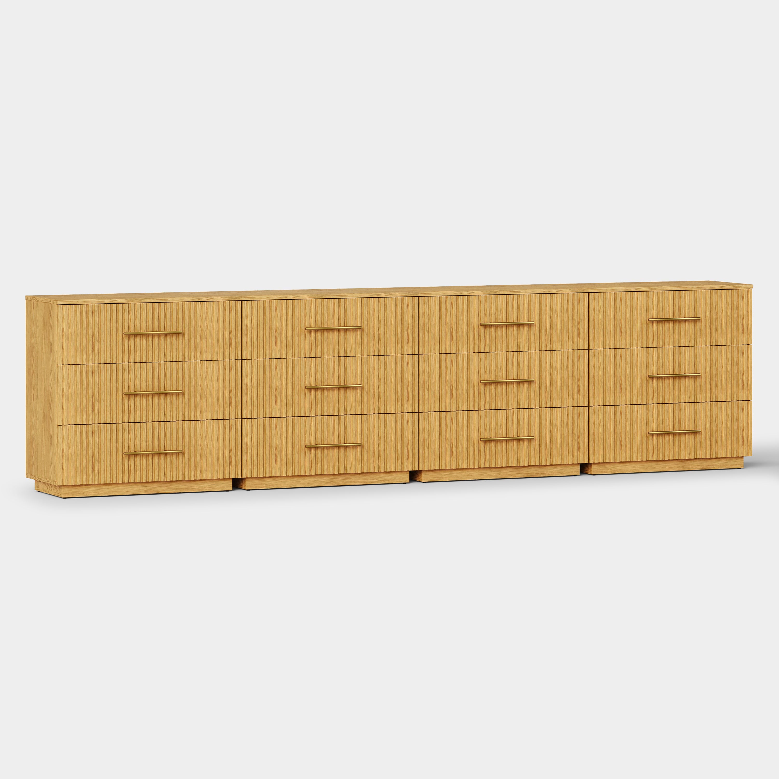 Holt 126" Oak 12-Drawer Chest(Set of 4)