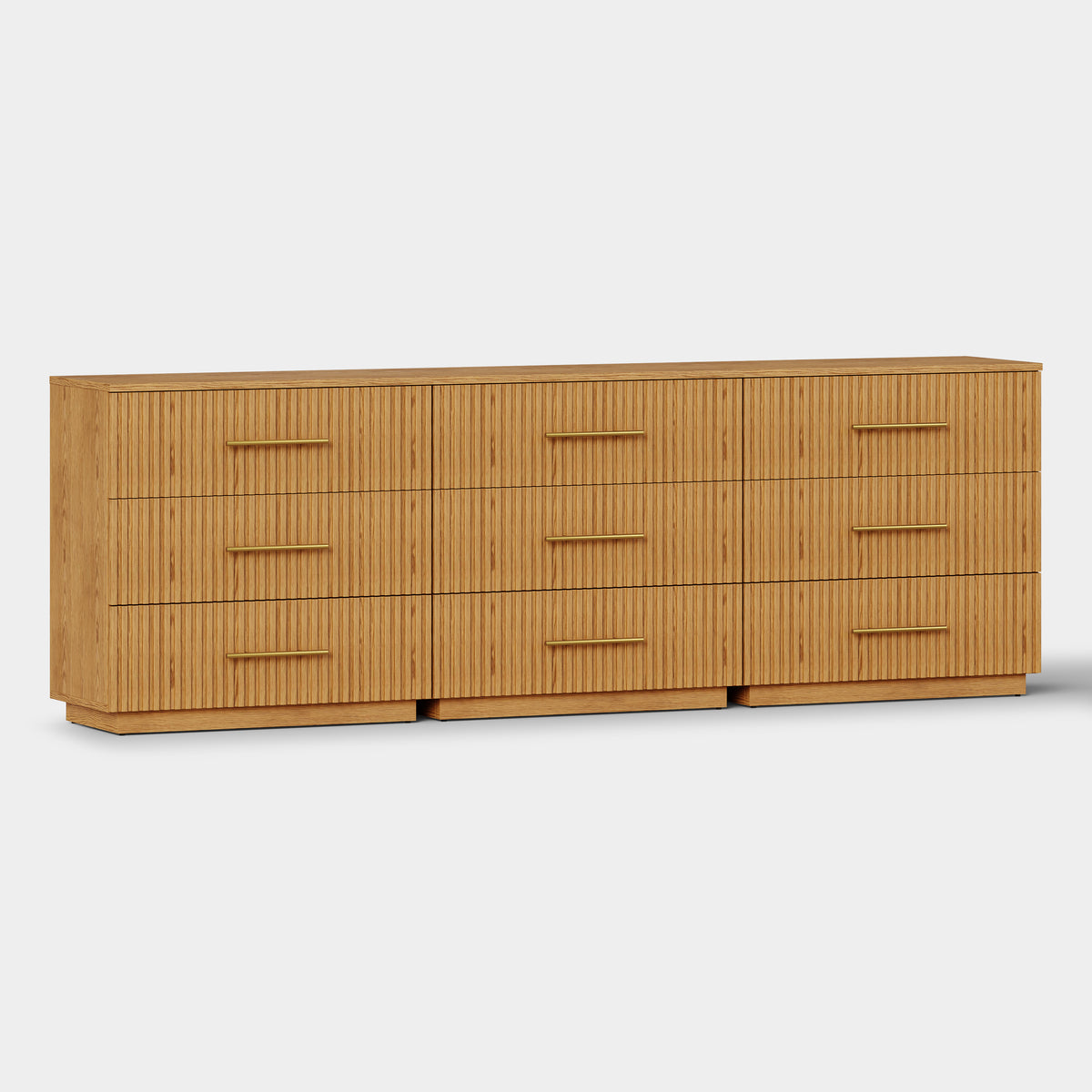 Holt 95" Oak 9-Drawer Chest(Set of 3)