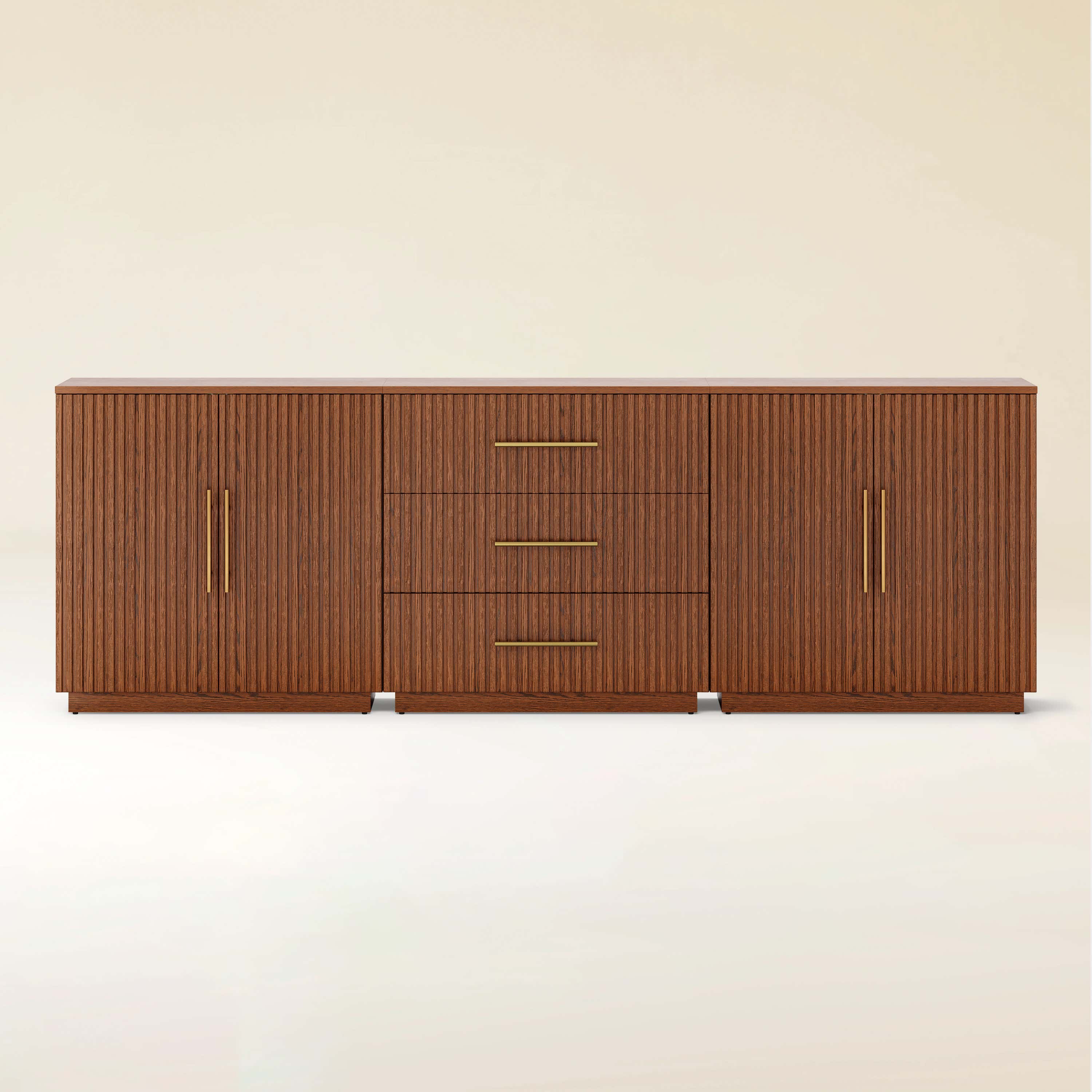 Holt Oak Modular Media Console (Set of 3)