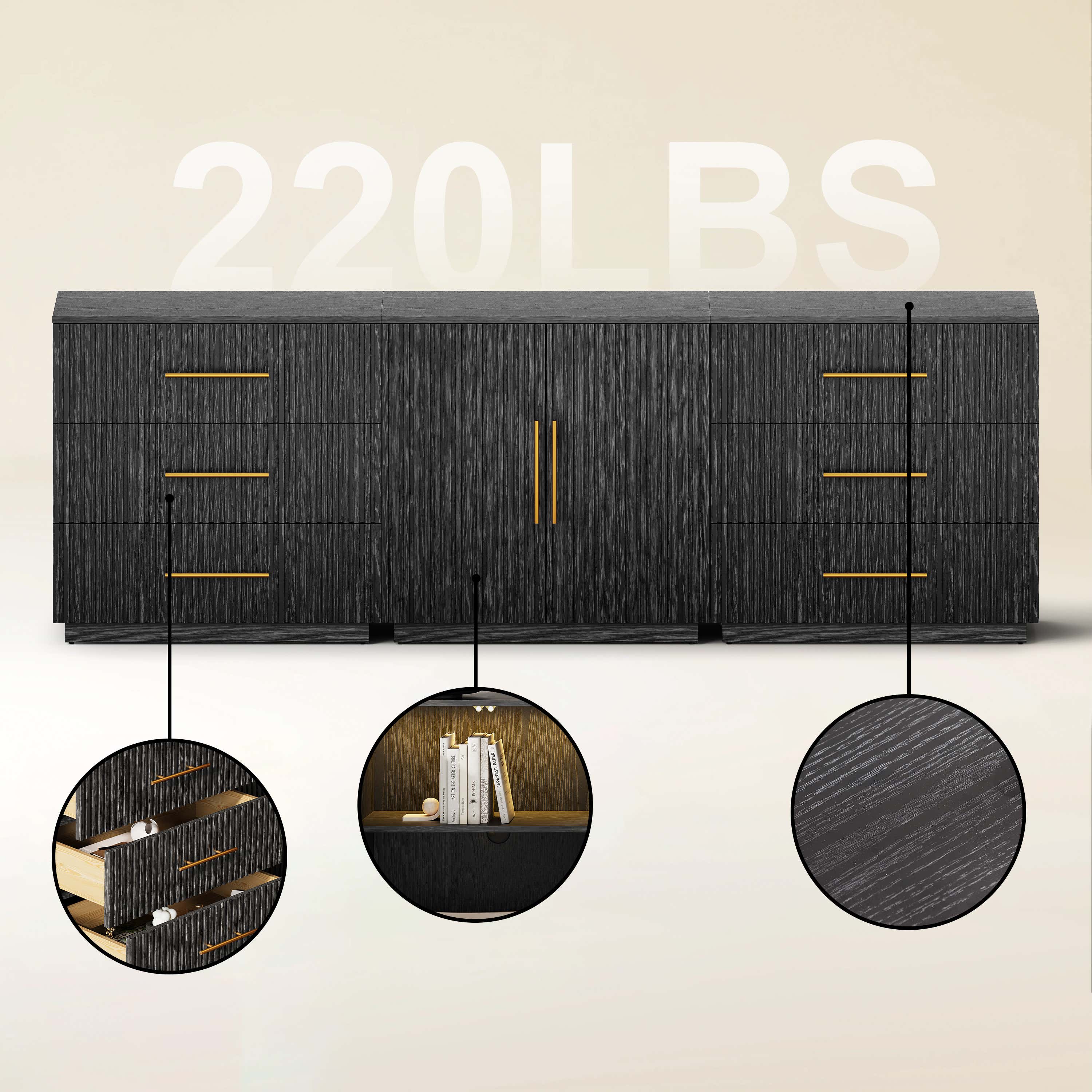 Holt Oak Modular Media Console (Set of 3)