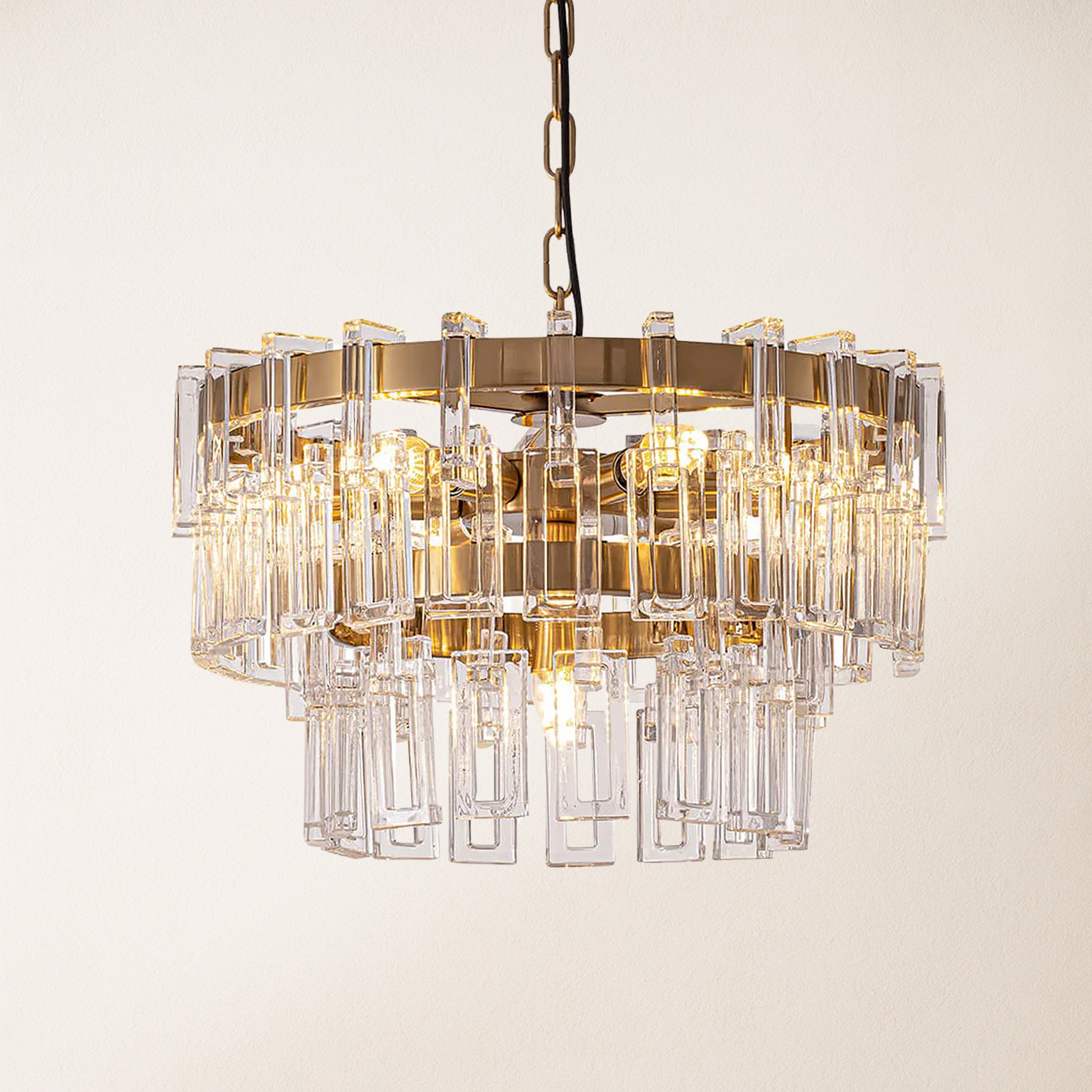 Catenzia Crystal Tiered Round Chandelier 19"D