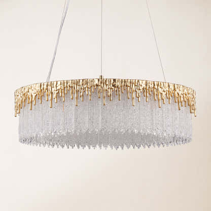 Rheo Crystal Glass Round Chandelier 24"D