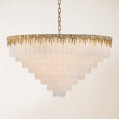 Rieo Tiered Crystal Glass Round Chandelier 36"D