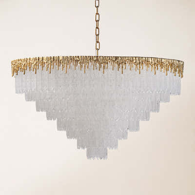 Rieo Tiered Crystal Glass Round Chandelier 36"D