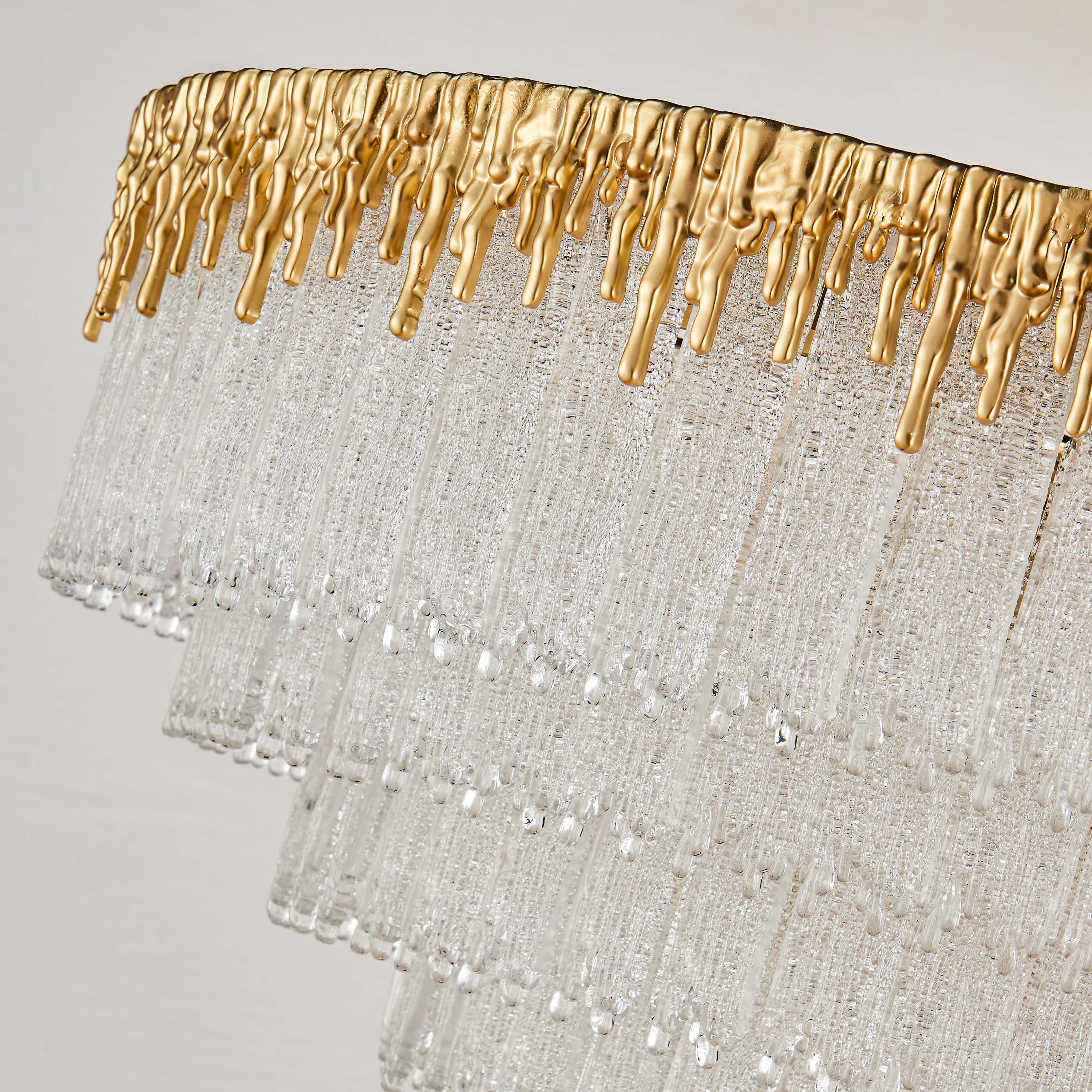 Rheo Tiered Crystal Glass Round Chandelier 36"D