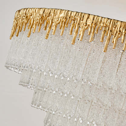 Rheo Tiered Crystal Glass Round Chandelier 36"D