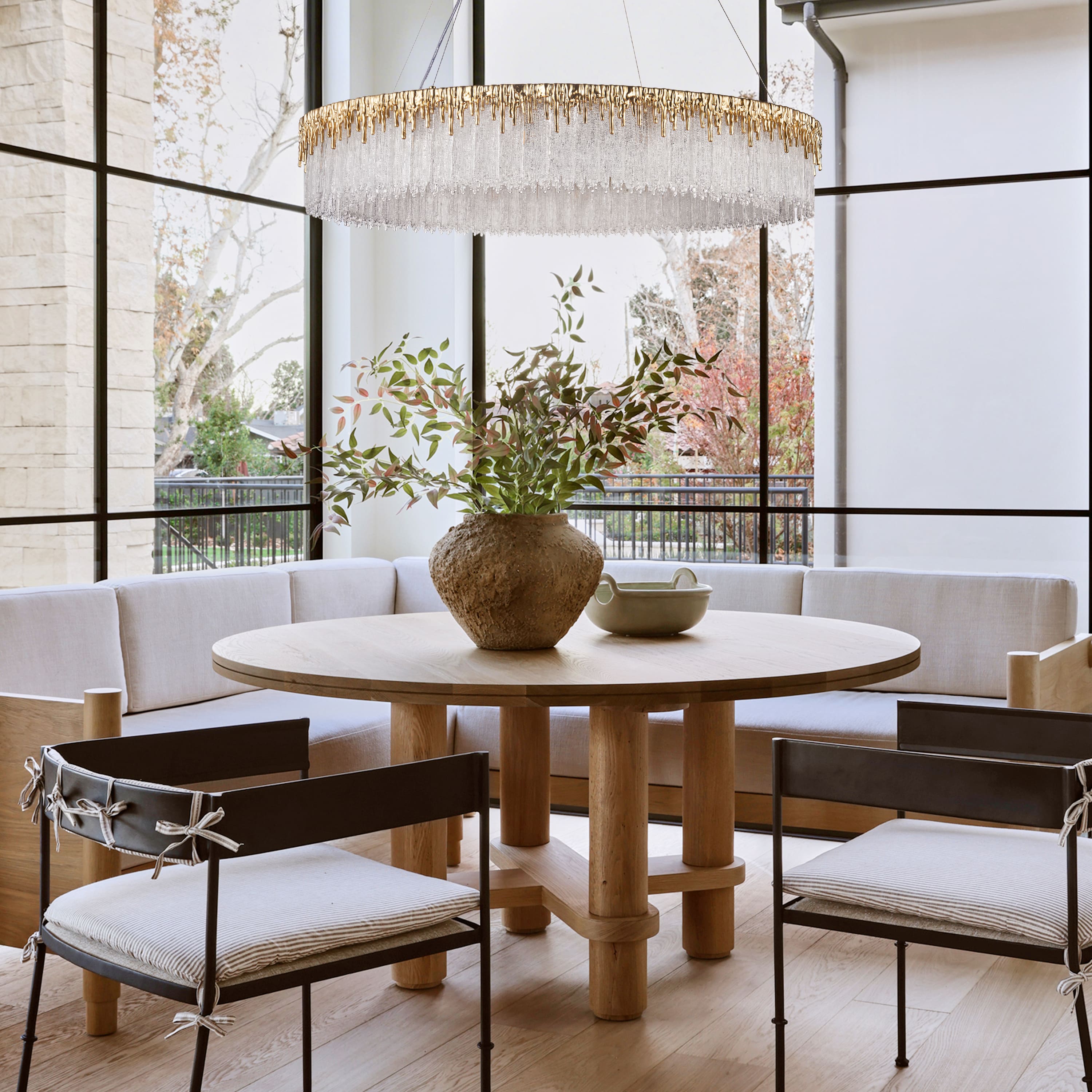 Rieo Crystal Glass Round Chandelier 40"D