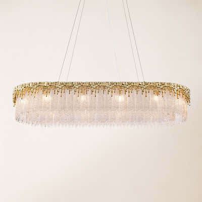 Rieo Crystal Glass Rectangular Chandelier 40"W