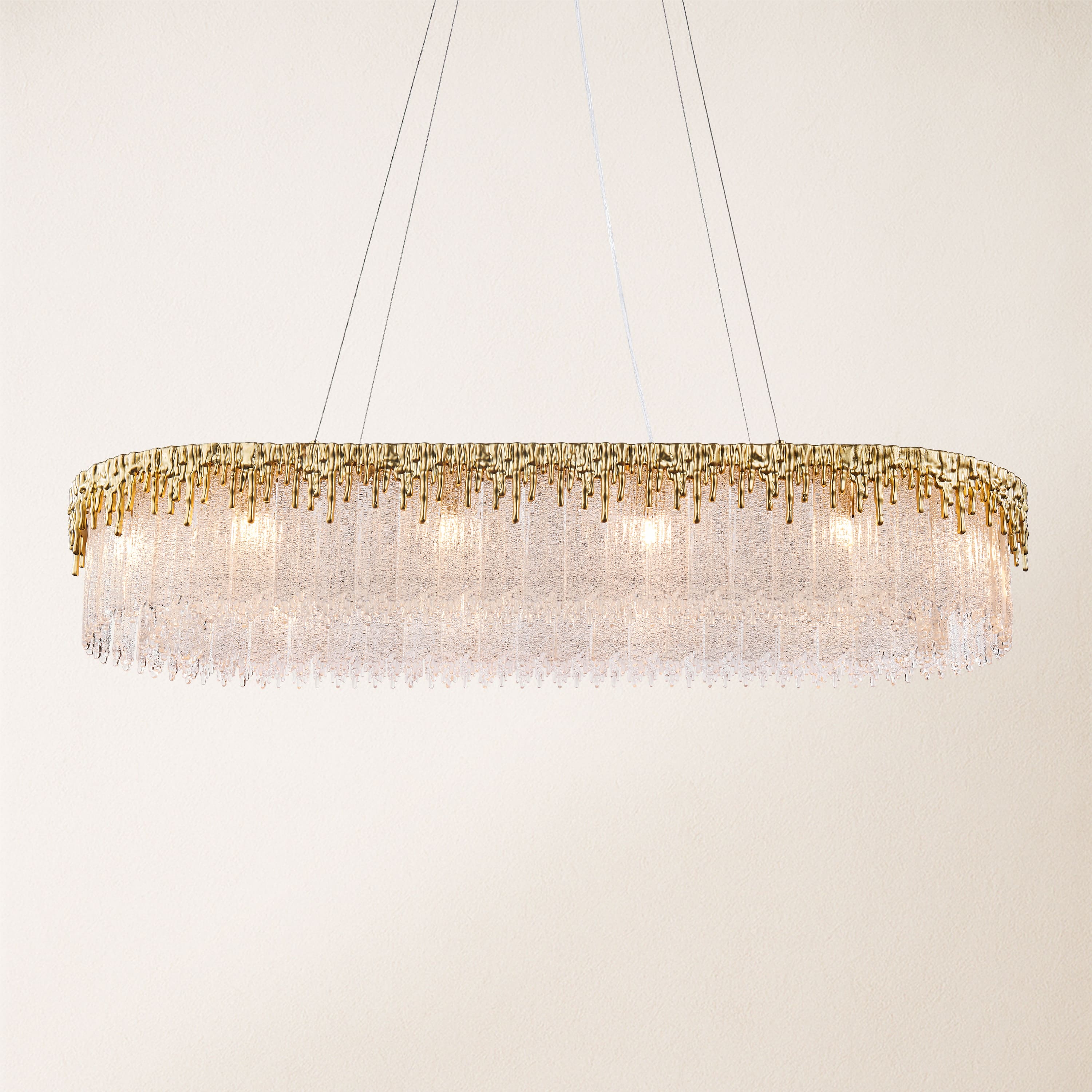 Rieo Crystal Glass Rectangular Chandelier 40"W