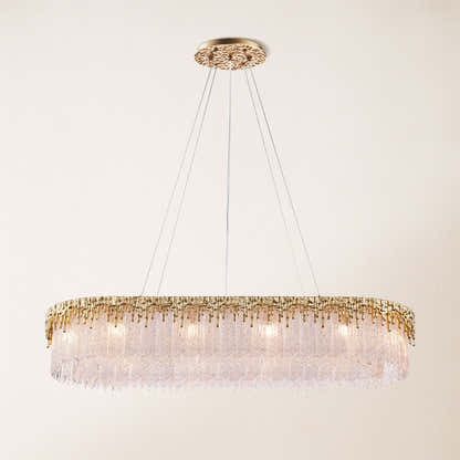 Rheo Crystal Glass Rectangular Chandelier 40"W