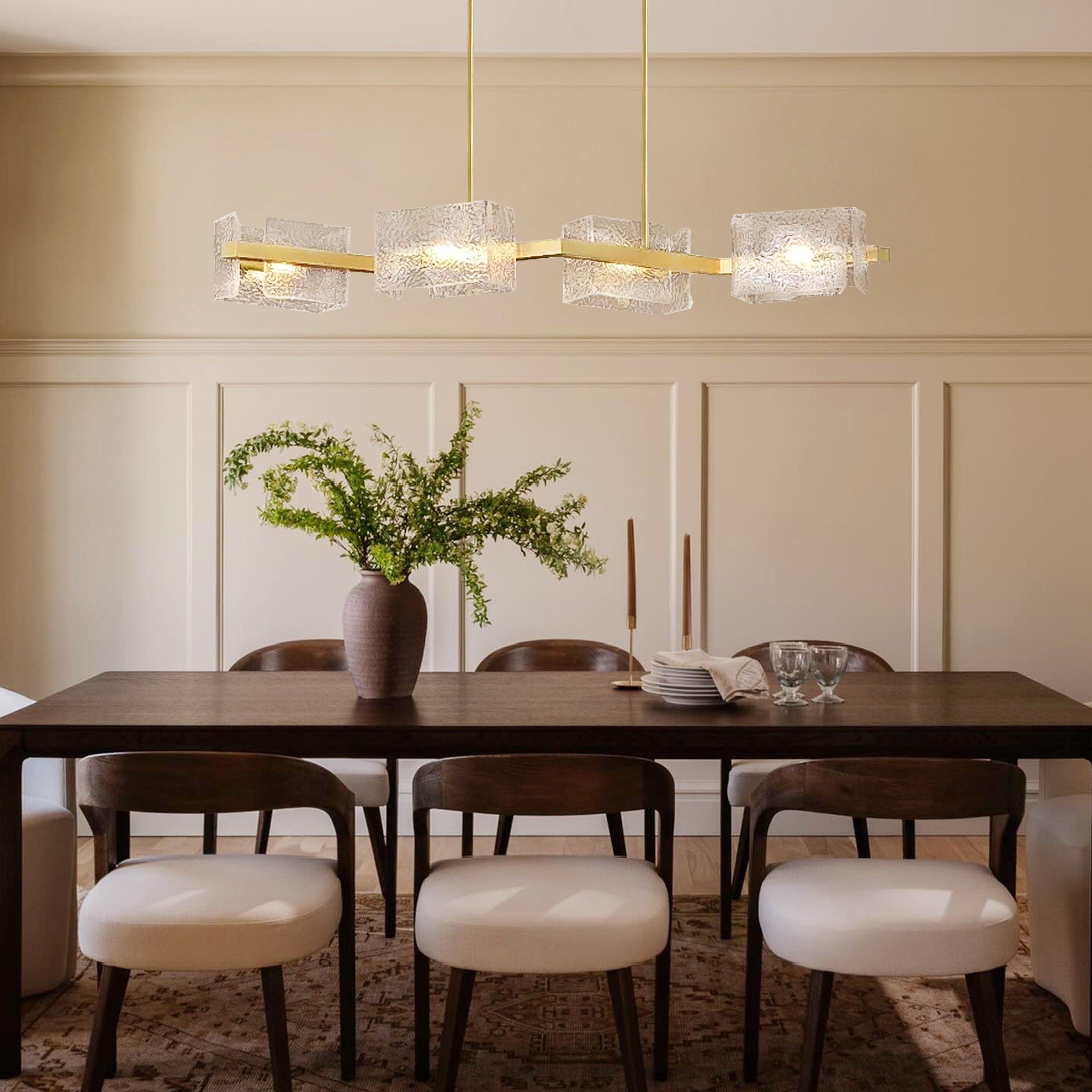 Vitreolith Glass Linear Chandelier 41"W