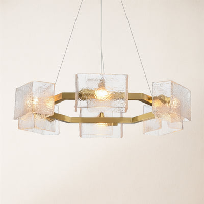 Vitreolith Glass Geometric Ring Chandelier 29"W