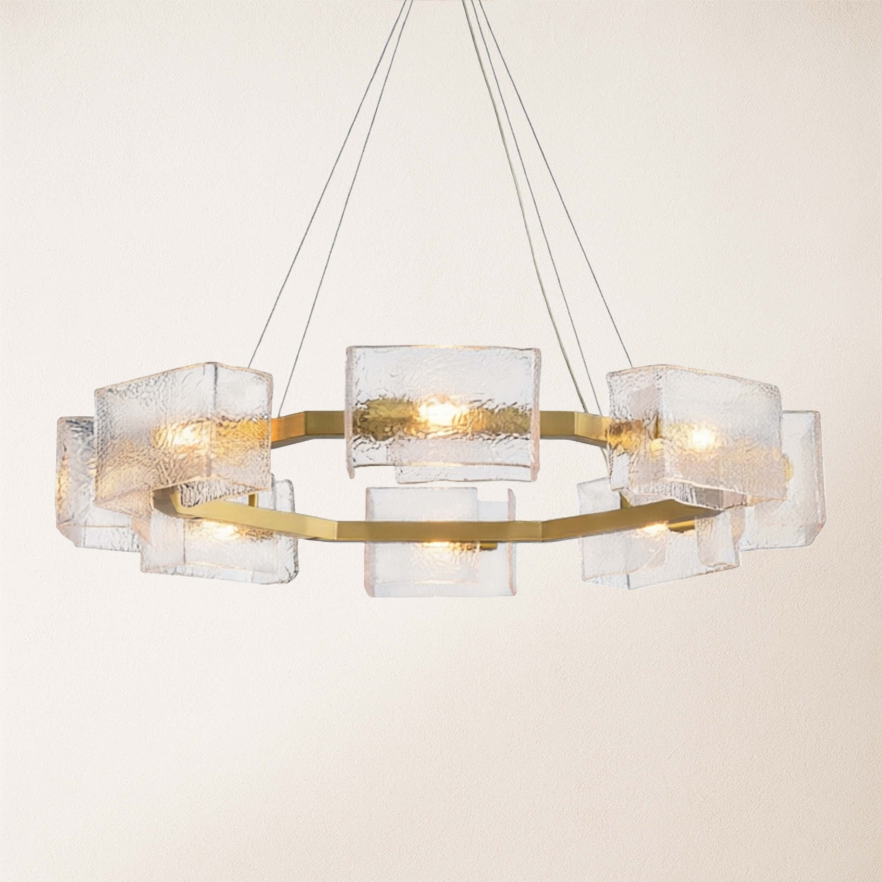 Vitreolith Glass Geometric Ring Chandelier 35"W