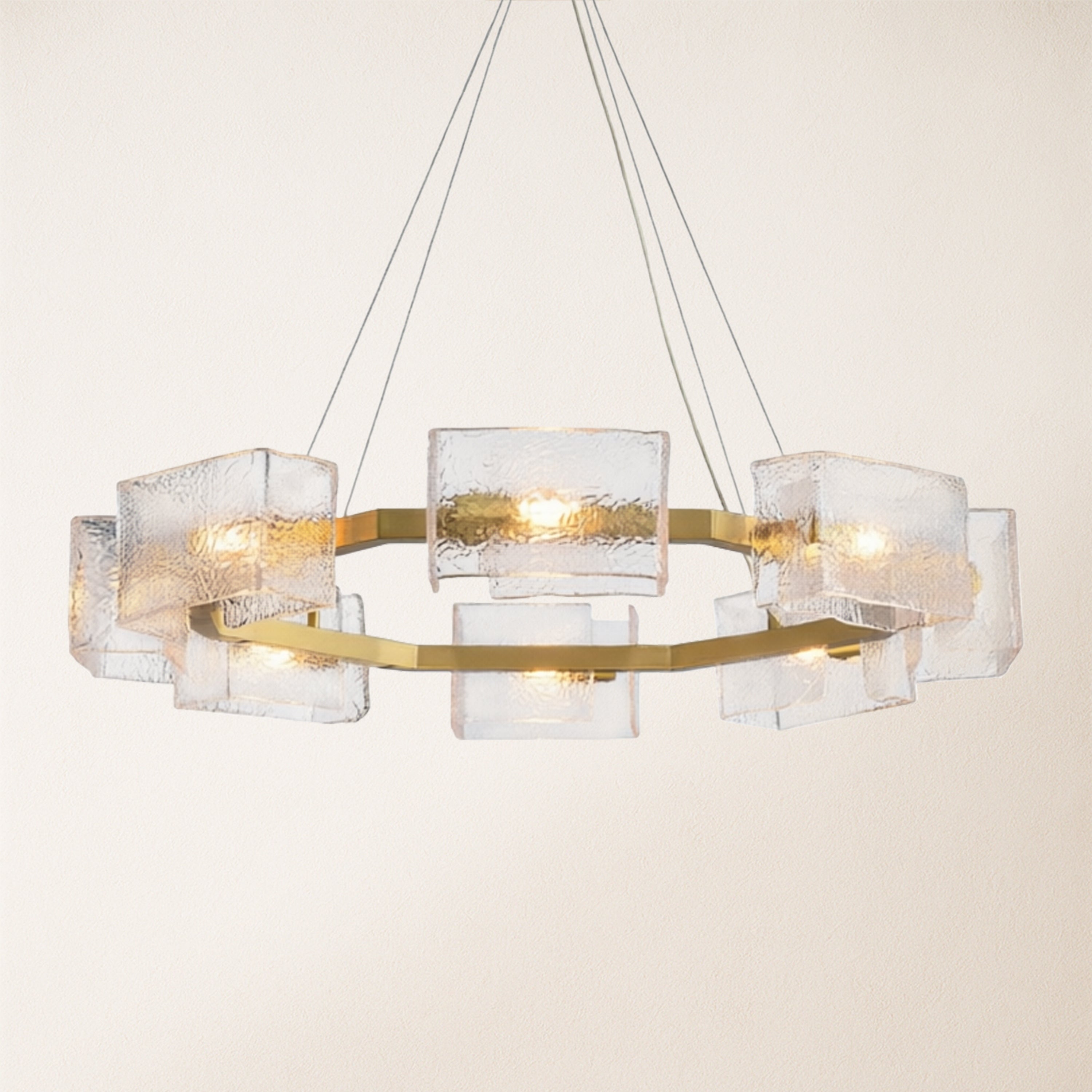 Vitreolith Glass Geometric Ring Chandelier 35"W