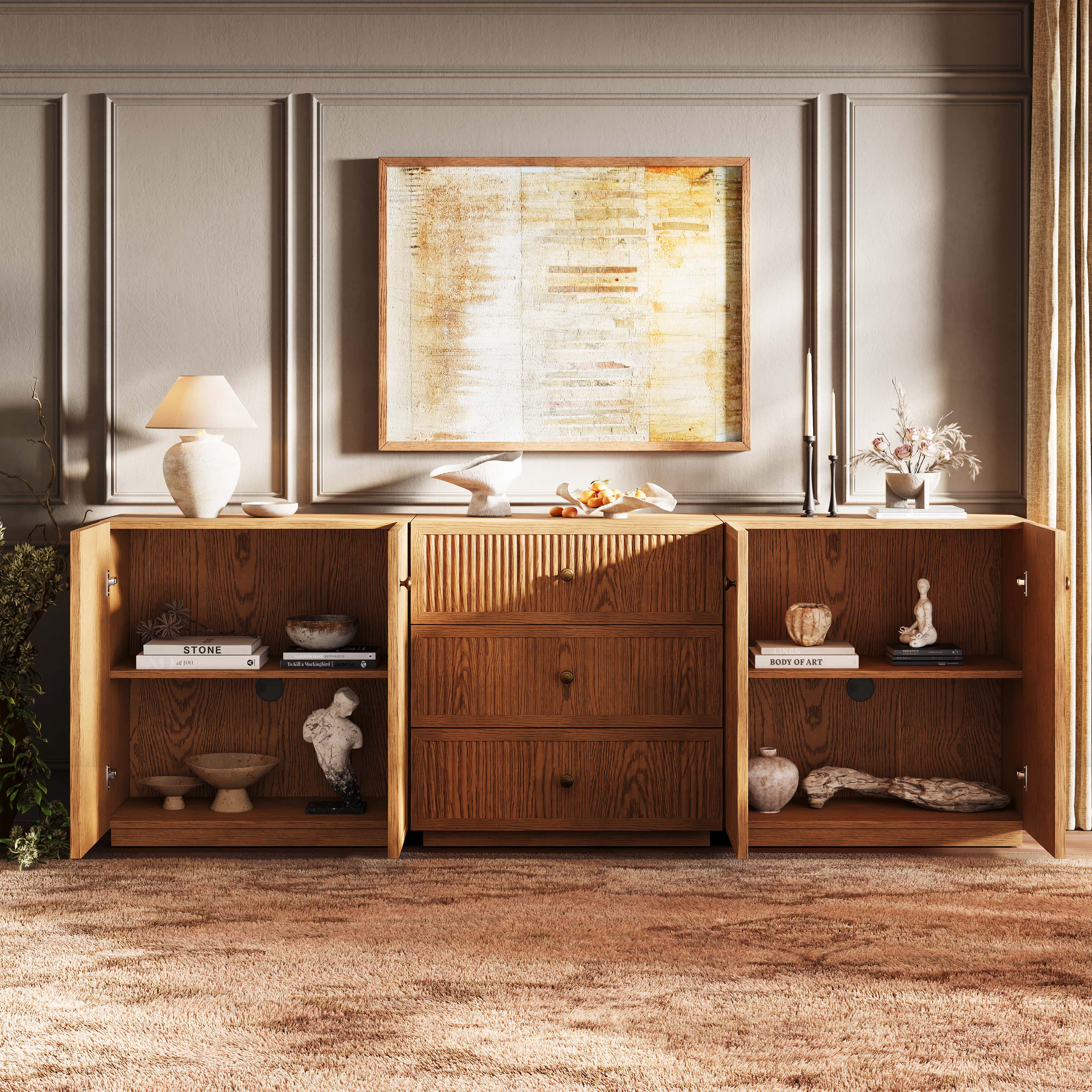 Avery Oak Modular Sideboard 90"W