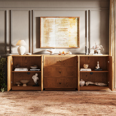Avery Oak 3-Drawer Media Console 90"W