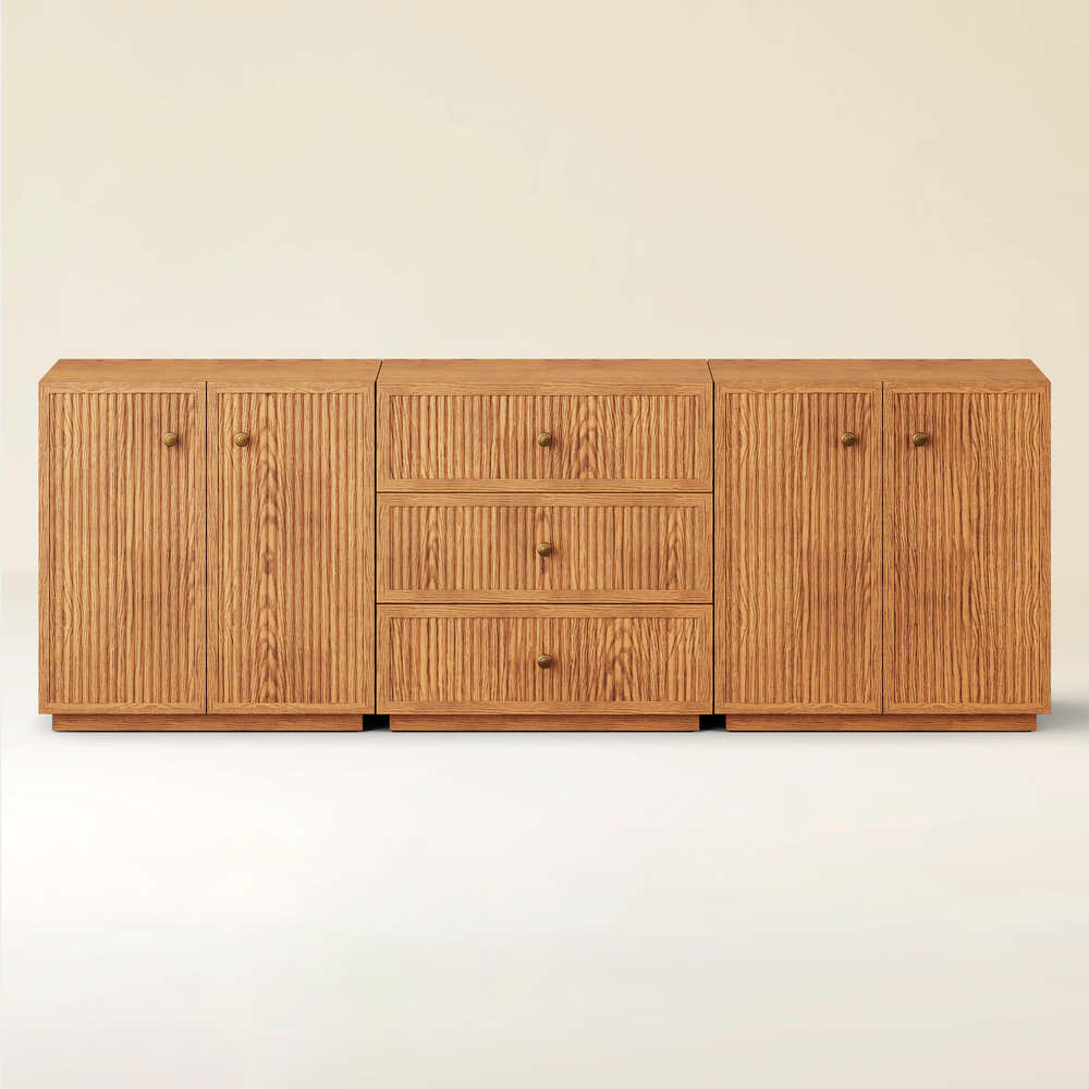 Avery Oak 3-Drawer Sideboard 90"W