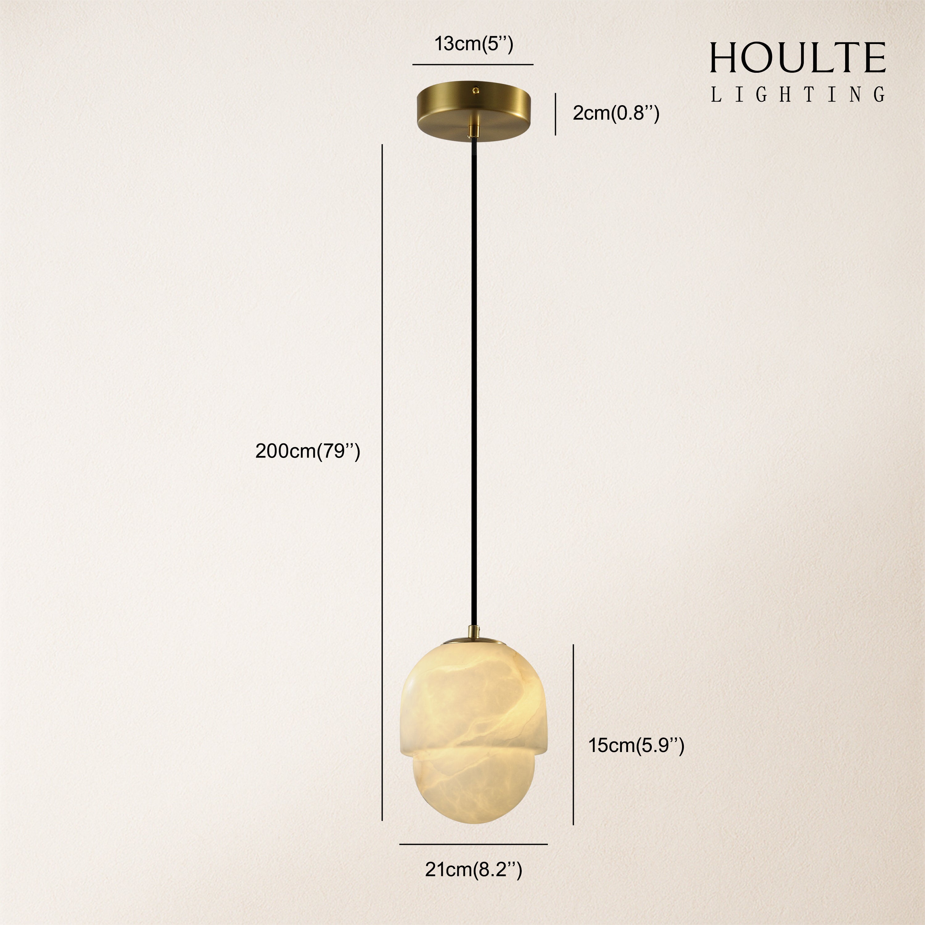 Hecate Alabaster Modern Pendant 6"D