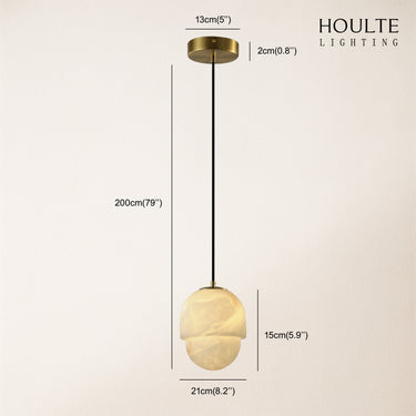 Hecate Alabaster Modern Pendant 6"D