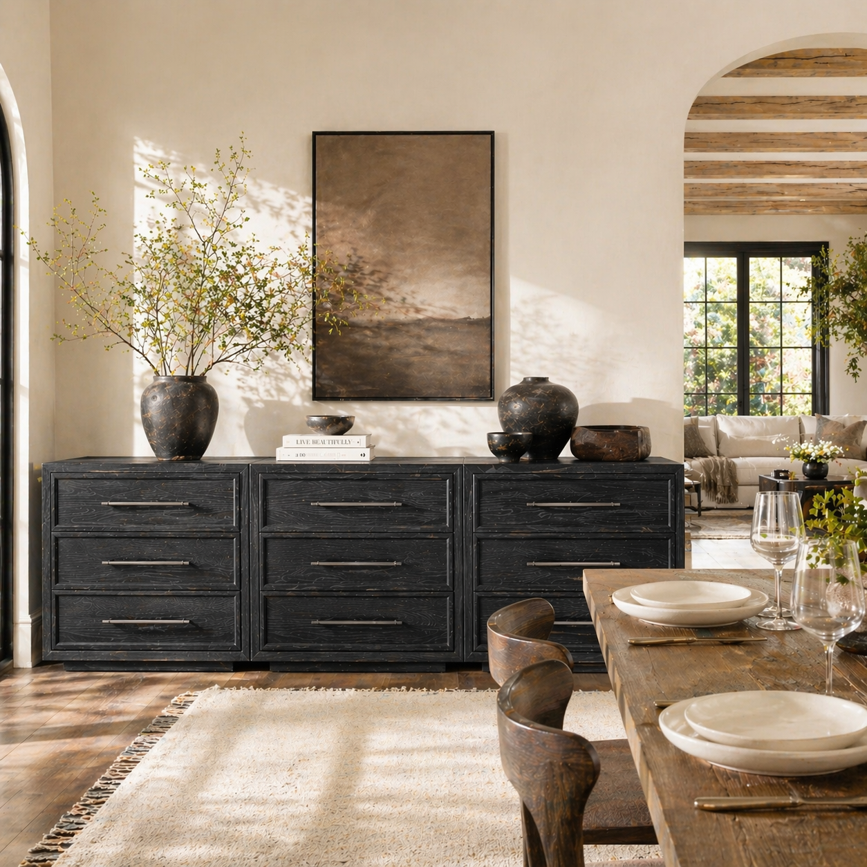 Alvar 91″ Oak 9-Drawer Chest(Set of 3)