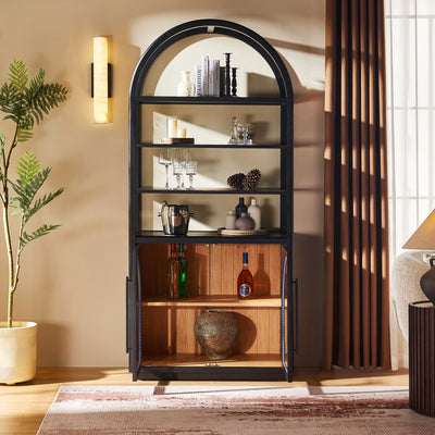 Alvar Arched Bookcase with Cabinet 79"H